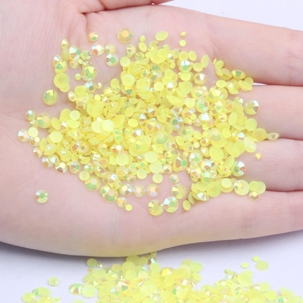Multi-Color AB Jelly Resin Rhinestones, 2-6mm, 1000 Pcs, Flat Back for Nail Art