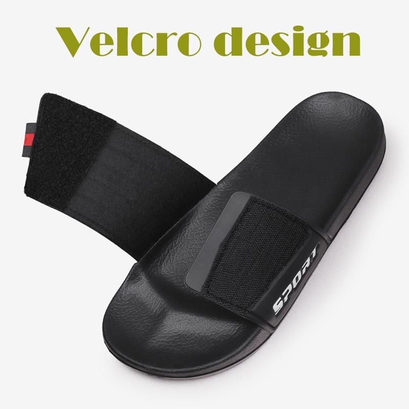 New Mens Slippers Velcro Strap Slipper Lightweight Slide Summer Beach Shoe Soft Mules Slide Flip Men Big Size Sandal Casual Clog