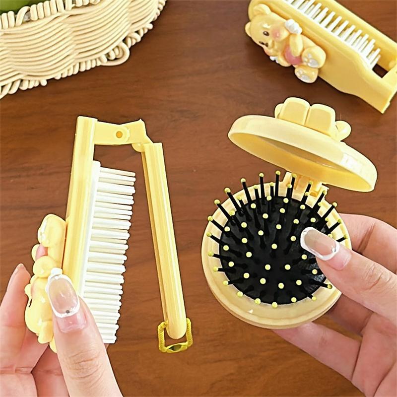 Милый медведь-масло складные расчески для массажа головы мультяшная портативная расческа для волос с воздушной подушкой щетка для волос складная массажная расческа инструменты для укладки