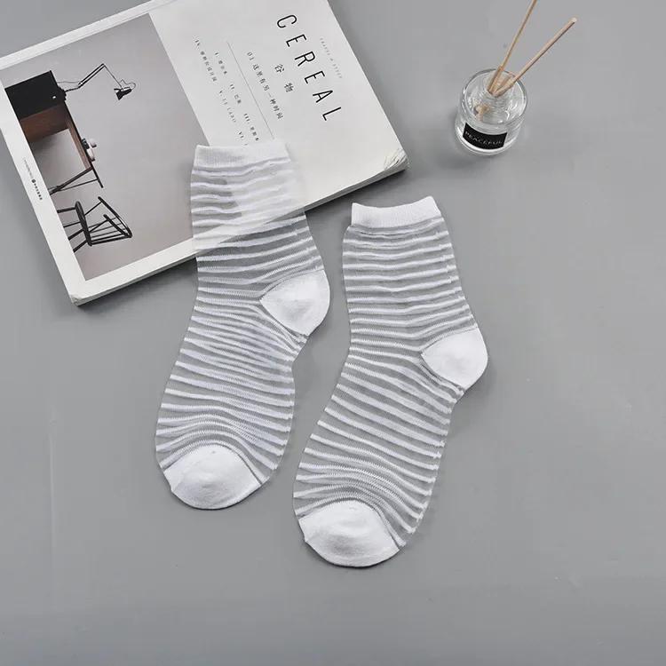 Носки в горошек женские прозрачные кристально-шелковые носки летние ультратонкие дышащие для девочек кавайные милые нейлоновые длинные носки