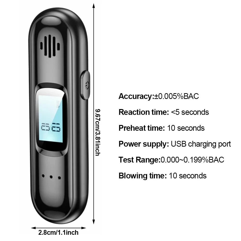 Тестер алкоголя Высокоточный алкотестер Алкометр USB Перезаряжаемый Бесконтактный ЖК-дисплей Цифровой Портативный Алкодетектор