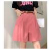 Stylish and Breathable Cotton-Linen Work Shorts for Women, Fashionable High Waist and Loose Fit Wide-Leg Pants