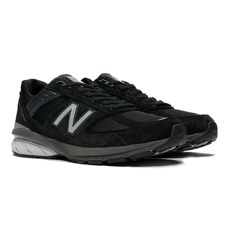 New Balance NB 990 V5 Винтажный Текстиль, Кожаная Амортизация, Износостойкие Низкие Беговые Кроссовки Мужские Черные Ширина 2E M990BK5(2Э)