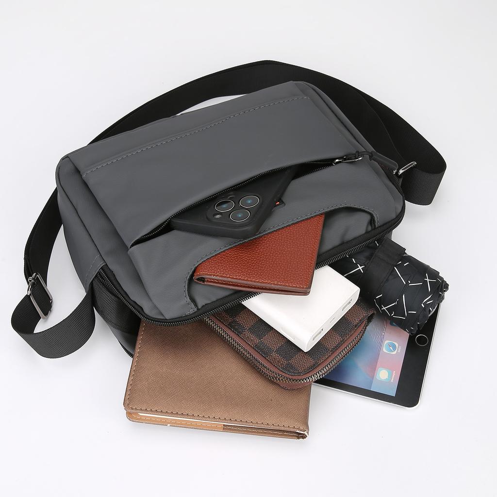 Профессиональная мужская сумка через плечо - Водостойкая Оксфордская сумка-мессенджер для работы (Слинг Оксфорд большой вместимости с надежными молниями)