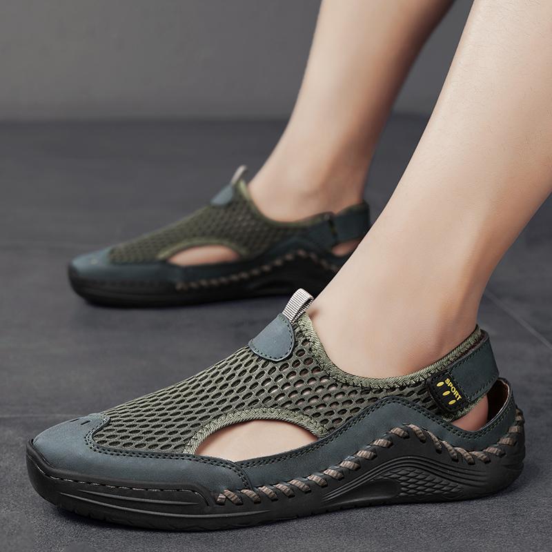 Men Sandals Black Gladiator Sandals Outdoor Summer Green Roman Sandals Sport Beach Shoes Plus Size Close Toe