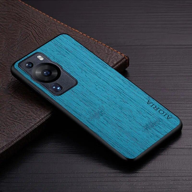 Case for Huawei P60 Pro P60 Funda Bamboo Wood Pattern Leather Phone Cover Luxury Coque for Huawei P60 Pro Case Capa