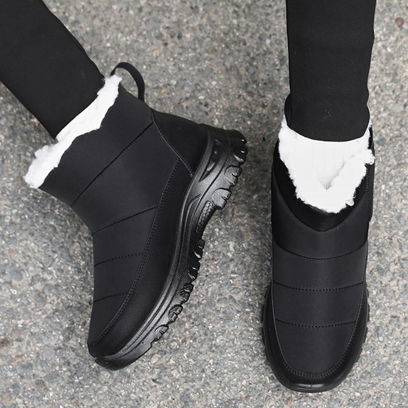 Модные Утепленные Плюшевые Водонепроницаемые Зимние Ботинки для Женщин Толстая Подошва Противоскользящие Хлопковые Ботинки Женские на Массивной Платформе Теплые Снежные Ботинки