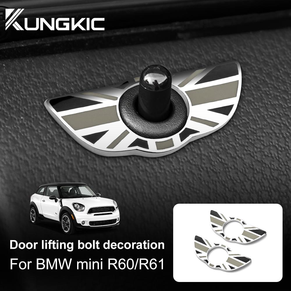 Mini Countryman R60 R61 Interior Door Lock Pin Emblem Sticker, Zinc Alloy, 2Pcs