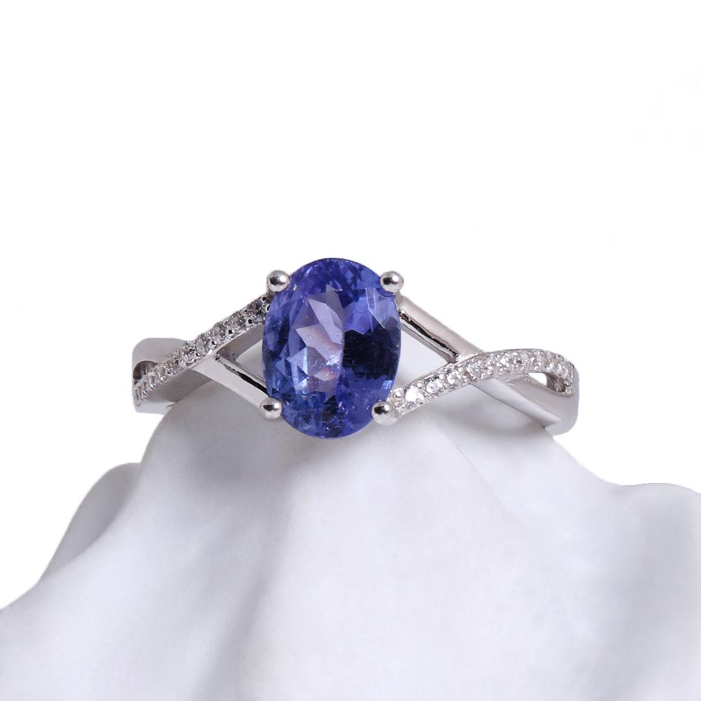 Кольца с натуральным 1,9-каратным синим танзанитом, овальные, 6*8 мм, качественные инкрустированные драгоценные камни, серебро 925 пробы, изящные ювелирные украшения для женщин, мам, хороший подарок