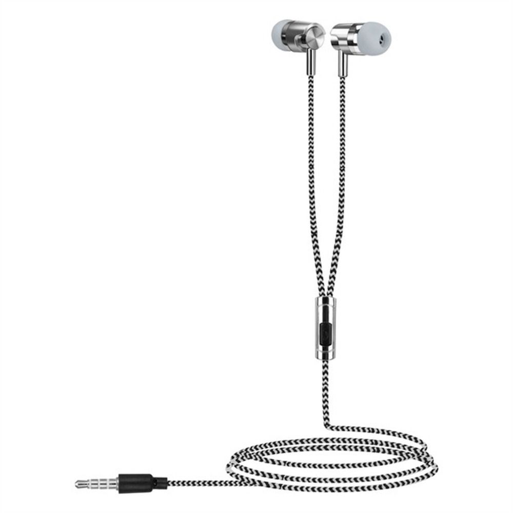 Braided Cord Weave Cable Wired Control 3.5mm Jack Earphone Earbuds In-ear Headset Wired Eraphone