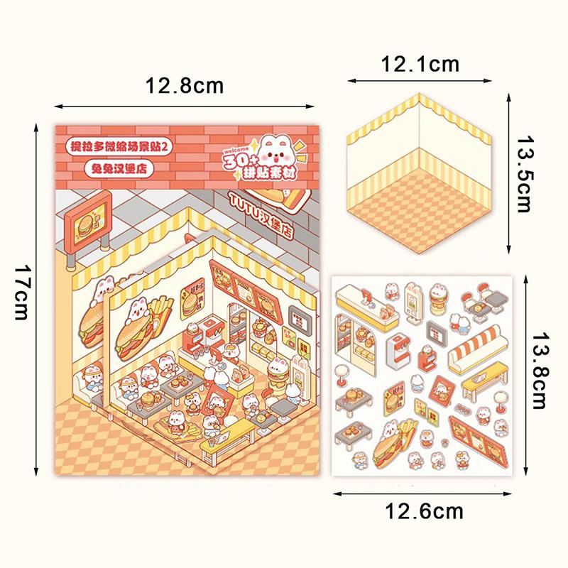 1 набор мультяшных карманных кабинок для бизнеса, сцен для укладки и склеивания, сделай сам, 3D-наклейки, праздничный подарок на день рождения, Рождество для ребенка, студента