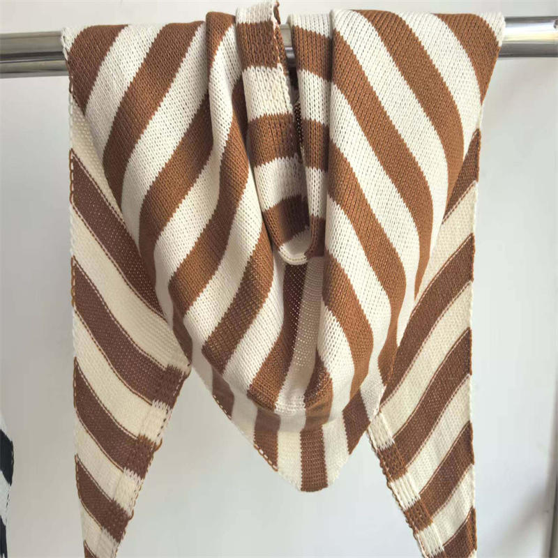 New Women Wool Scarf Shawl Winter Warm Soft Knitted Striped Triangle Fashion Brand Bandana Lady Wool Scarves