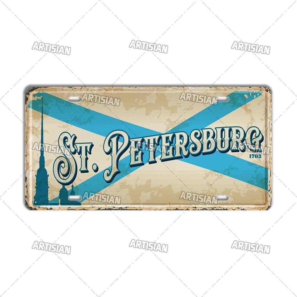 Artisian CZECH MINSK MOSCOW Ctiy Russia Travel Metal Sign Landmark Tin Plaque License Plate Car Plate Wall Decor Garage Bar