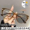Unisex Luxury Trend Cat'S Eye Large Frame Photochromic Myopia Glasses High Definition Blue Light Blocking Myopia Glasses To -4.0