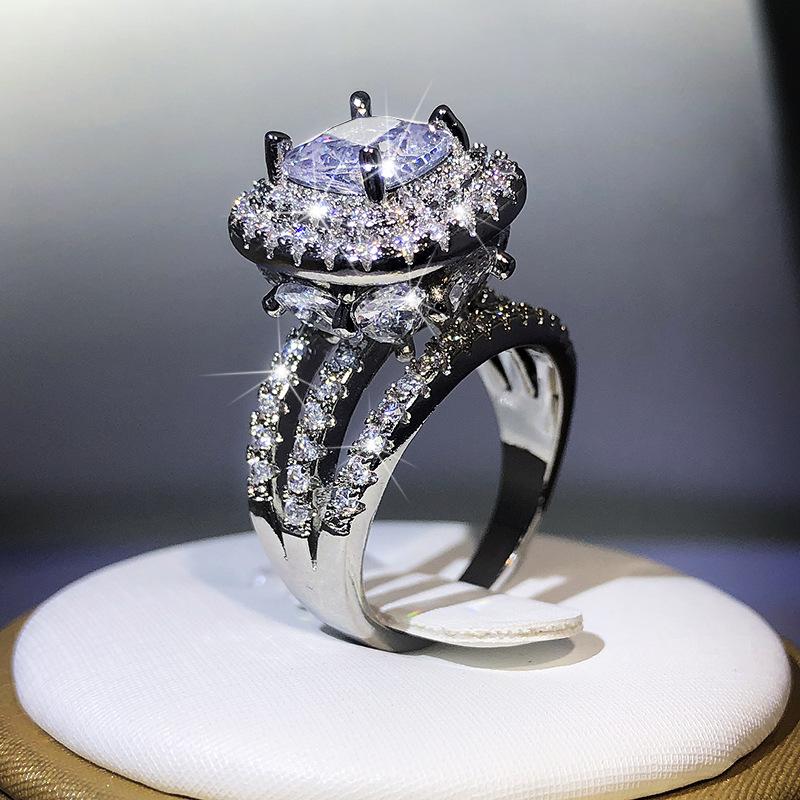 Новое кольцо принцессы с квадратным цирконом и бриллиантами, европейское и американское обручальное кольцо с микровставками для женщин