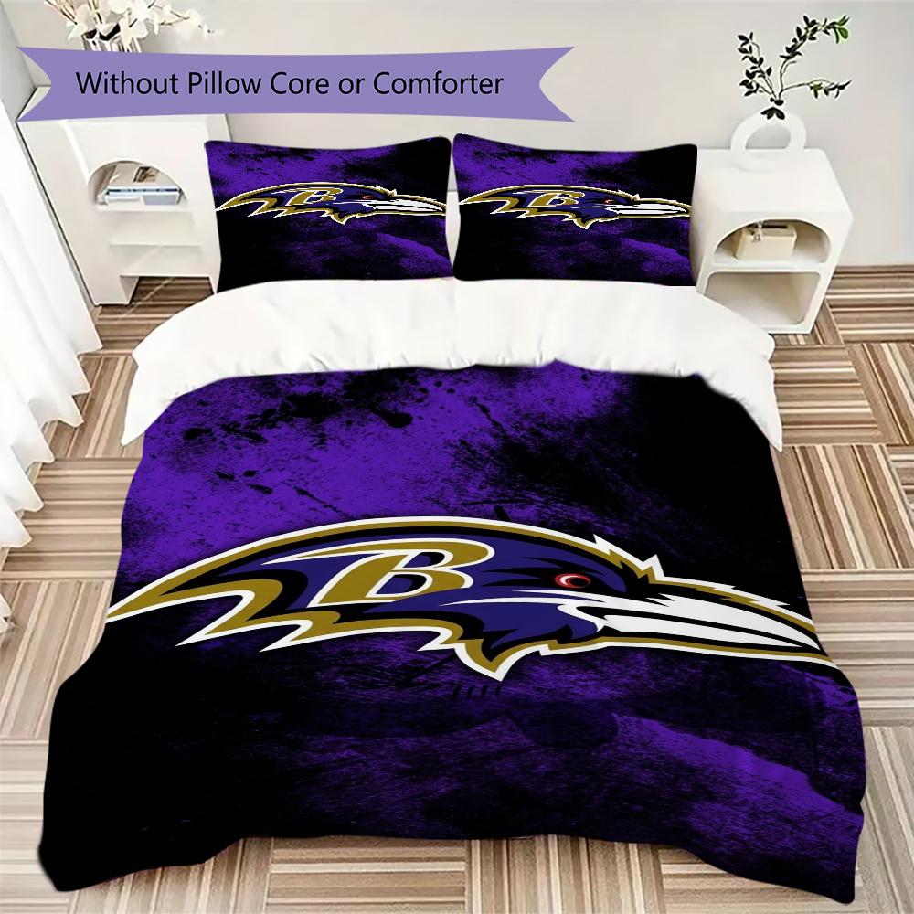 Baltimore Ravens Pattern Bedding uilt Set uilt Cover Pillowcase Home Decoration Birthday Gift (1*duvet cover + 2*pillowcase without core)