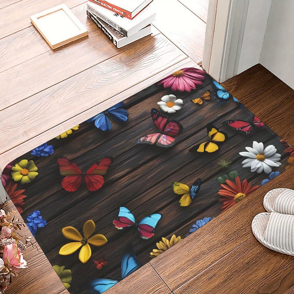 1PC Vintage Motorcycle Rider Kitchen Rug Non-Slip Door Mat Pop design Bathroom Rug Bath Mat Carpet for Home Sink Laundry Decor