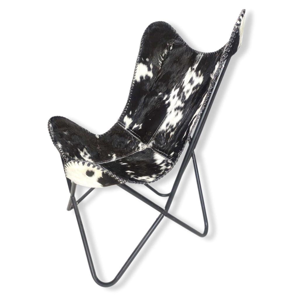 Стильное расслабляющее кресло-бабочка Hair On Leather, складное черное и белое кресло для дома, гостиной, спальни, офисного кожаного кресла