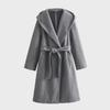 2024 Spring European & American Women's Solid Color Hooded Mid-Length Belted Woolen Coat