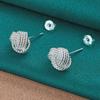 925 Sterling Silver Weave Ball Earrings Fashion Jewelry