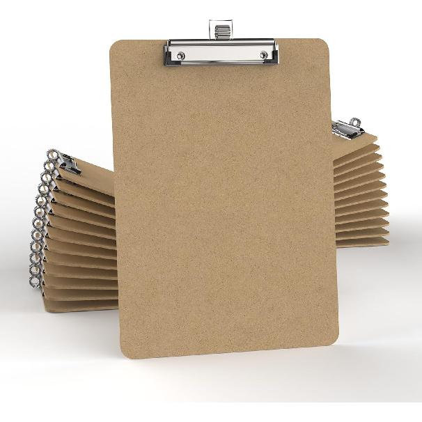 Wood Clipboard Set of 2, 8.5 x 11 Clip Borad with Pen Holder, A4 Standard Dimension 9 x 12.5 in, A4 Letter Size Hardboard for Classroom, Students,