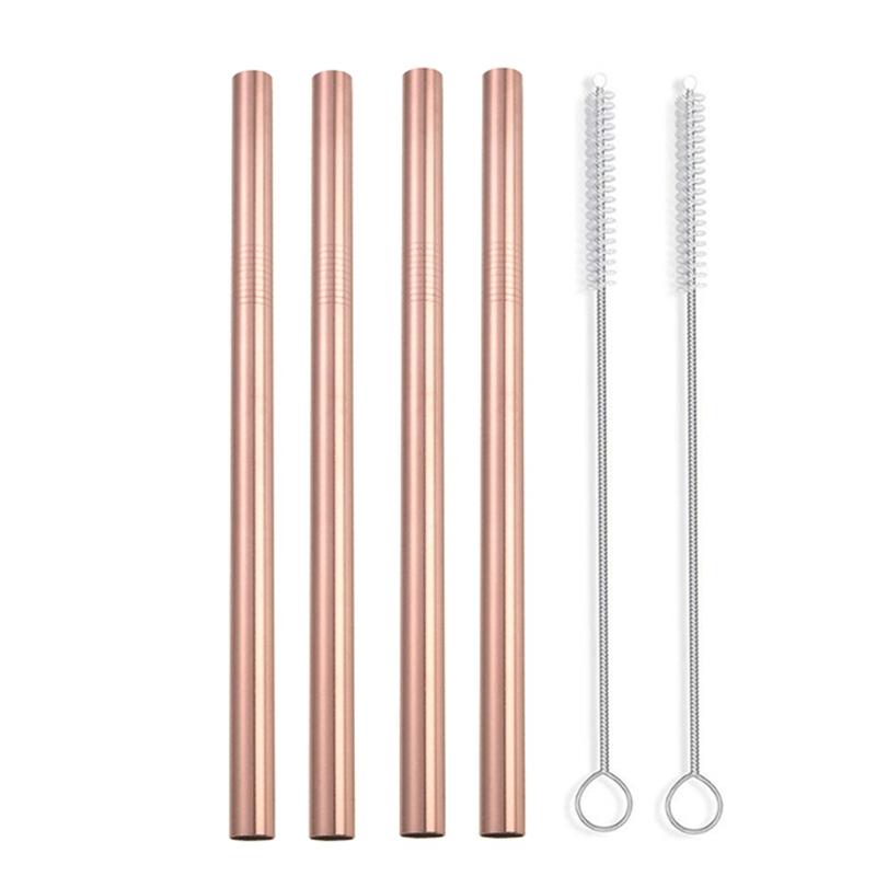 4 шт. 12 мм Металлические соломинки для питья Многоразовые Набор соломинок из нержавеющей стали 304 со щеткой Соломинка для чая с пузырьками Смузи Аксессуар для вечеринки в баре
