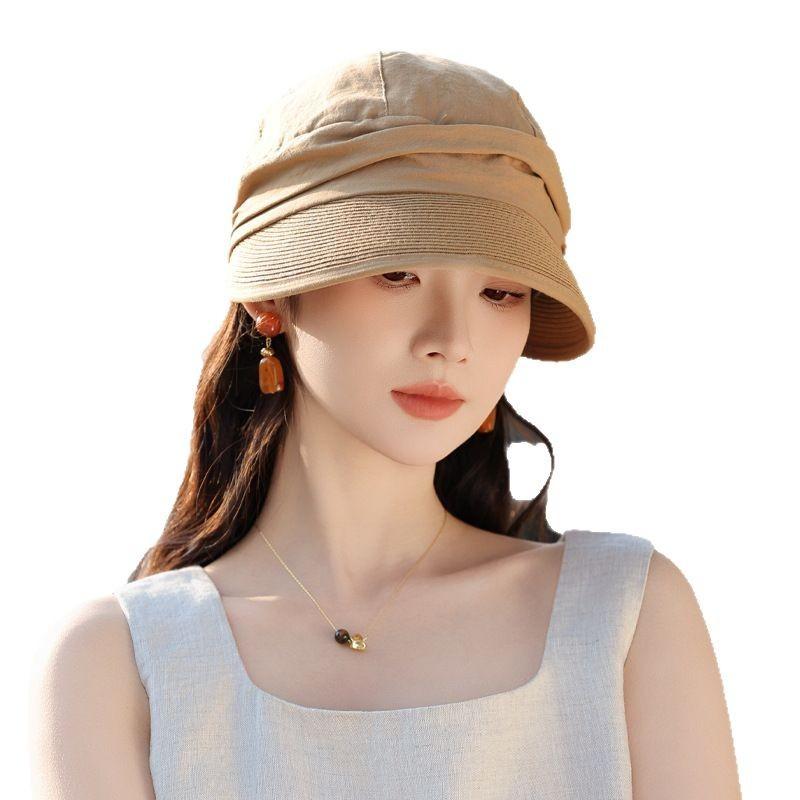 Весенне-летние новые шляпы, женский универсальный темперамент, плиссированная шляпа от солнца с чувством стиля, дышащая шляпа от солнца для защиты от солнца для путешествий на открытом воздухе
