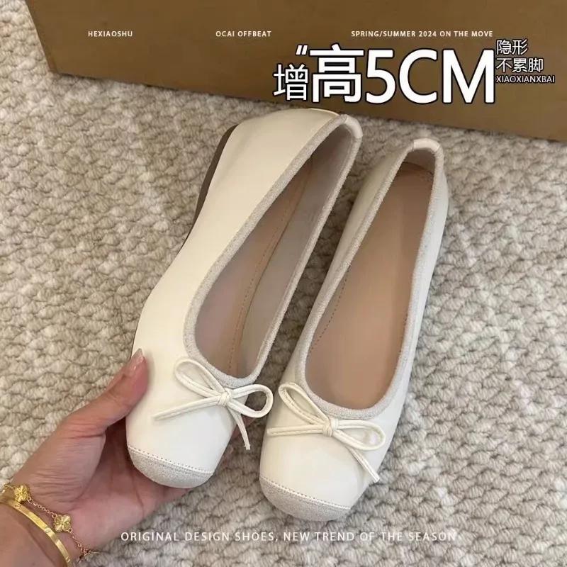 Женские туфли на платформе, мягкие балетки, женская обувь с круглым носком, повседневная