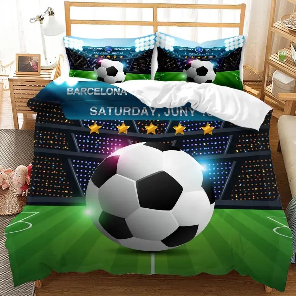 Soccer Sports Blue Flame Football Comfortable Duvet Quilt Cover Pillowcase Bedding Set Children Bedroom Decoration Home Textile