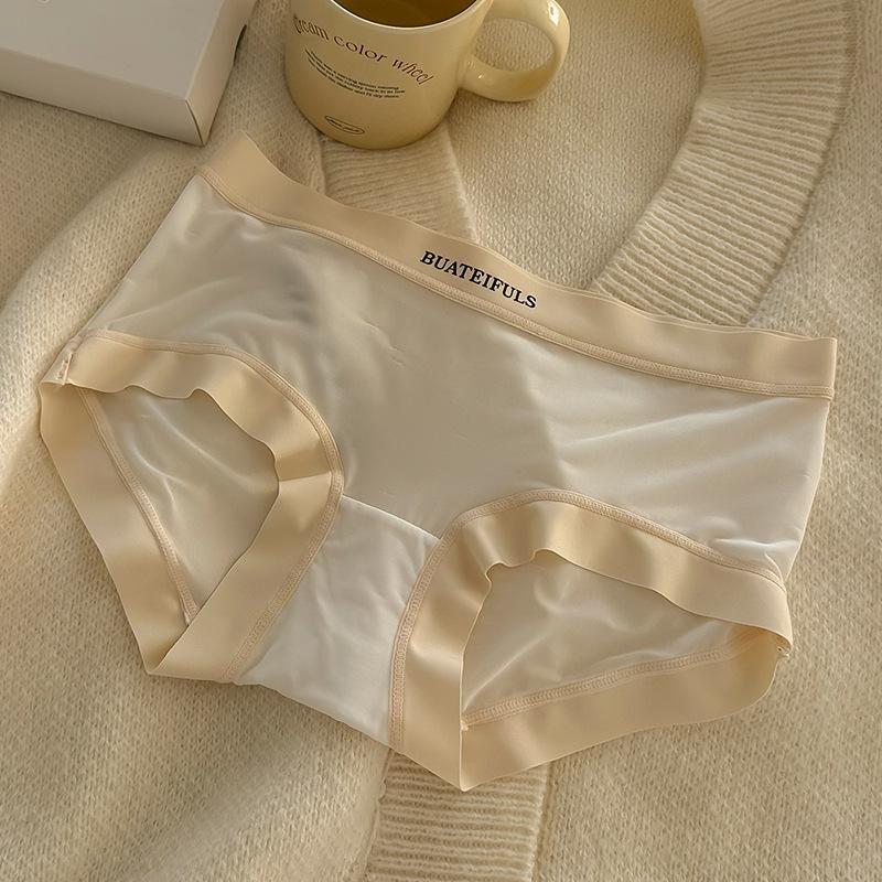 Girls' Ice Silk Quick Drying Seamless Underwear Made of Pure Cotton Antibacterial Crotch Ultra-thin Breathable Waist Hugging Triangle Panties