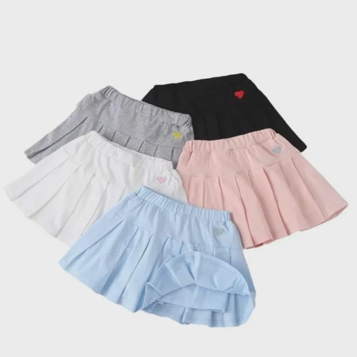 Юбка плиссированная летняя для девочек с защитными шортами для детей среднего и большого размера