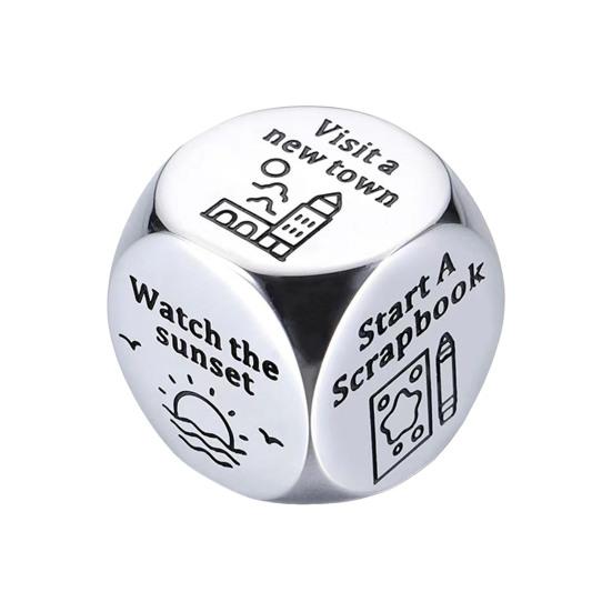 Date Idea Decider Dice Portable Stainless Steel Adults Couple Decision Dice 6 Sides Food Takeaway Decision Dice Girlfriend Boyfriend Gift