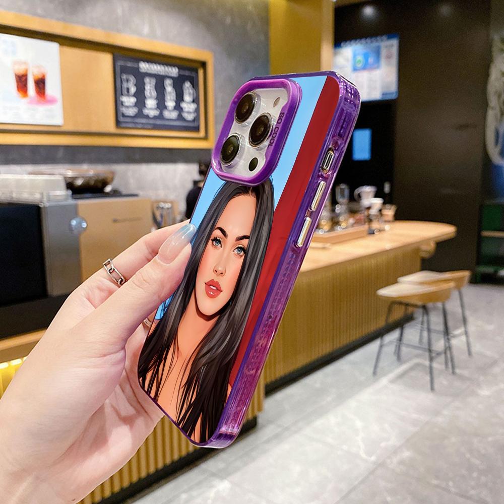 Чехол для мобильного телефона Меган Фокс для iPhone 17 16 15 14 13 12 11 X XR XS 8 7 Air Pro Max Plus Фиолетовый Полупрозрачный Разноцветный Чехол