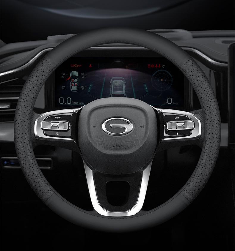 Genuine Leather Steering Wheel Cover for Trumpchi GS4/GS3/GS5/AION V/S/Mei 580/GA4/GA6 - Four Seasons Fit