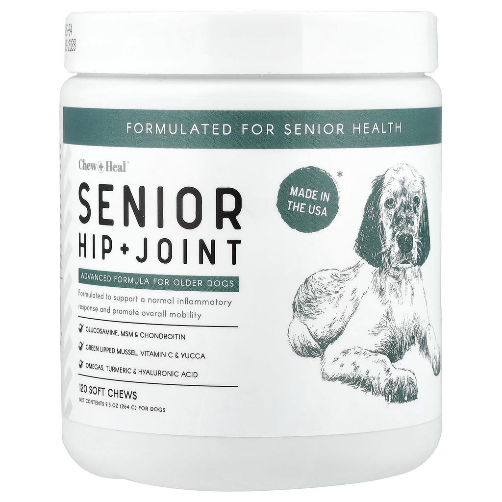 Chew + Heal Senior Hip + Joint, for Dogs, 120 Soft Chews, 9.3 Oz (264 G)