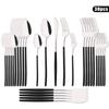30Pcs Tableware Set Stainless Steel Cutlery Dinner Knife Dessert Fork Spoon Dinnerware White Gold Flatware Kitchen Silverware