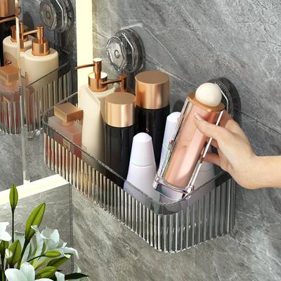 Полка для хранения на присоске для кухни и ванной комнаты, настенная подвесная полка без перфорации для хранения, стойка для ванной комнаты