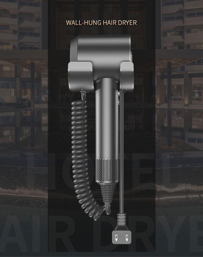 High-Speed Wall-Mounted Hair Dryer with Negative Ion Technology - Silent, Brushless Motor, High Power, Gentle on Hair.