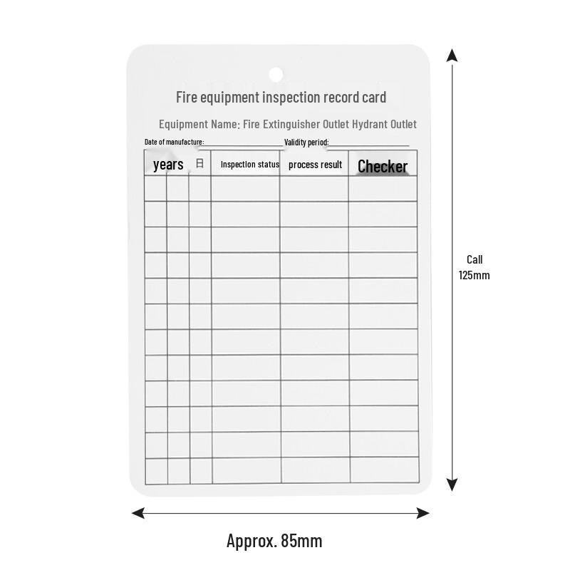 Fire Fighting Equipment Inspection Cards