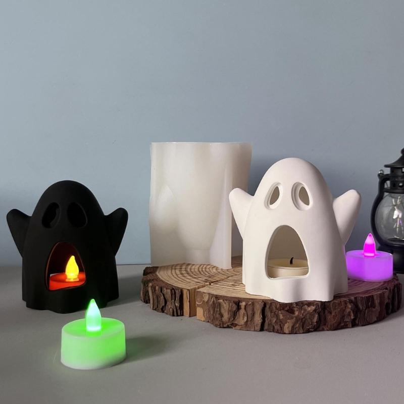 Spooky Shape Silicone Mold For Epoxy Resin Candle Holder Tealight Stand Crafting Halloween Decoration Cement Craft
