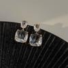 Dazzling Geometric Drop Earrings Sweet Ear Clip Women Transparent Ice Cube Earrings  Party