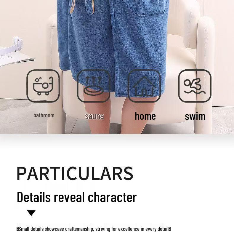 Унисекс Полосатый Впитывающий Халат-Полотенце - Короткий Рукав Пара для Мужчин и Женщин