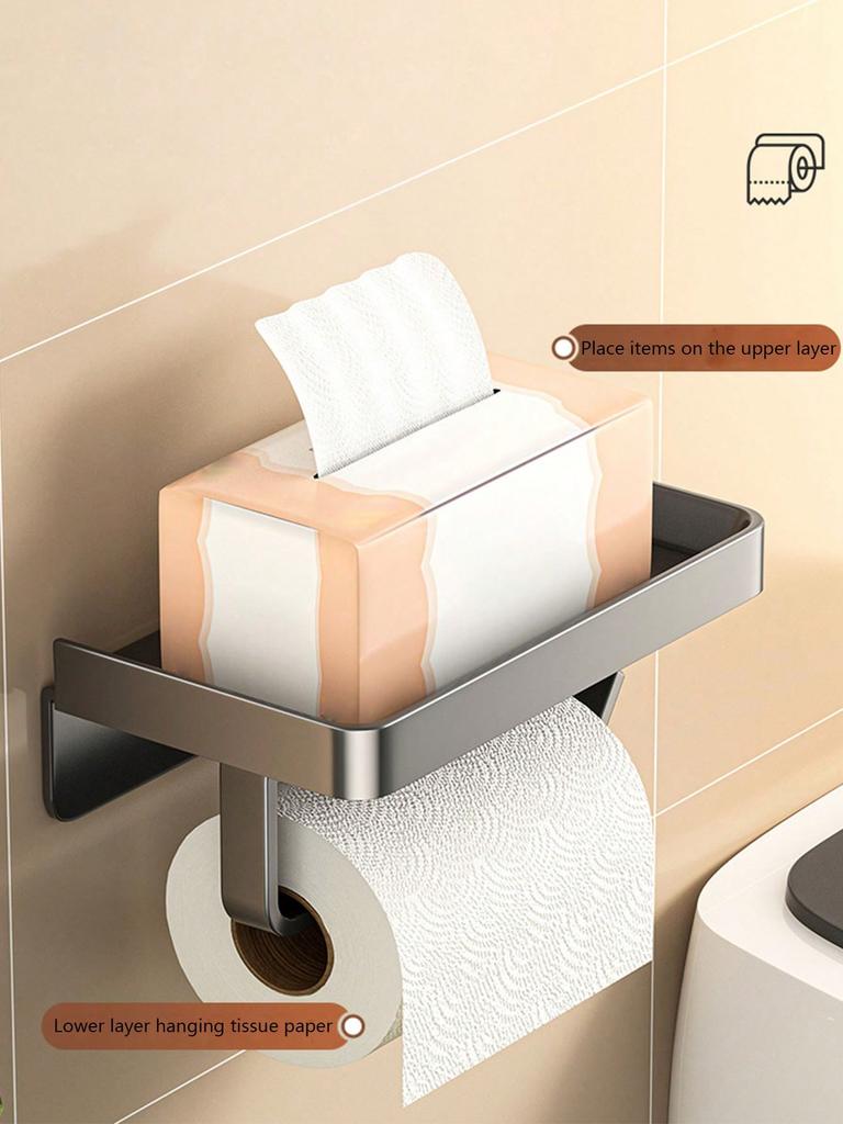1шт клейкая углеродистая сталь + ABS держатель для туалетной бумаги с полкой, настенный диспенсер для туалетной бумаги, не требуется сверление