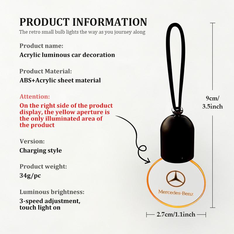 AABGW1 For Benz Car Rearview Mirror Decor Acrylic Retro Light Atmosphere Light Interior Decoration AMG VIANO GLB GLC GLE GLK W108 W124