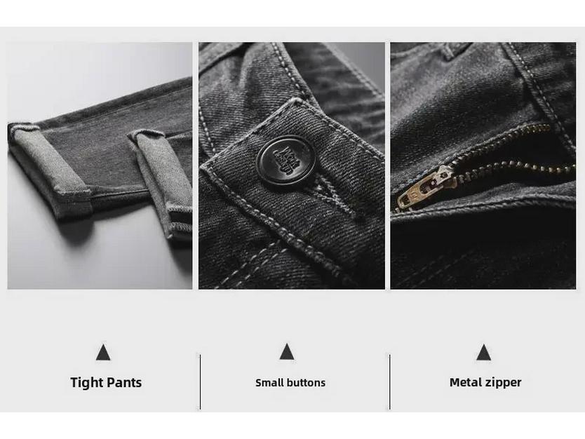 Мужские облегающие брюки American High Street из эластичного денима – осень/зима 2024 г. Повседневная одежда в корейском стиле