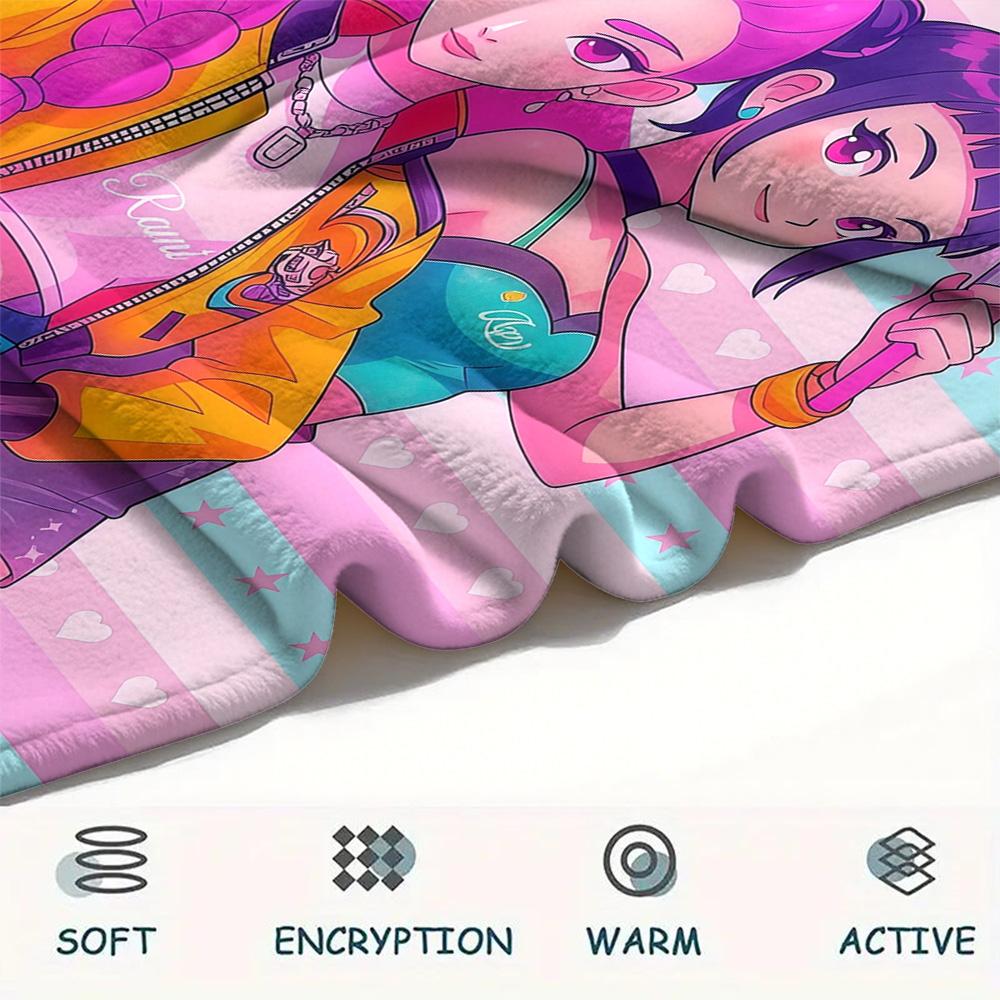 Huntrix Girl Flannel Blanket, High quality Comfortable for All Seasons, Home Decor, Warmth and Comfort