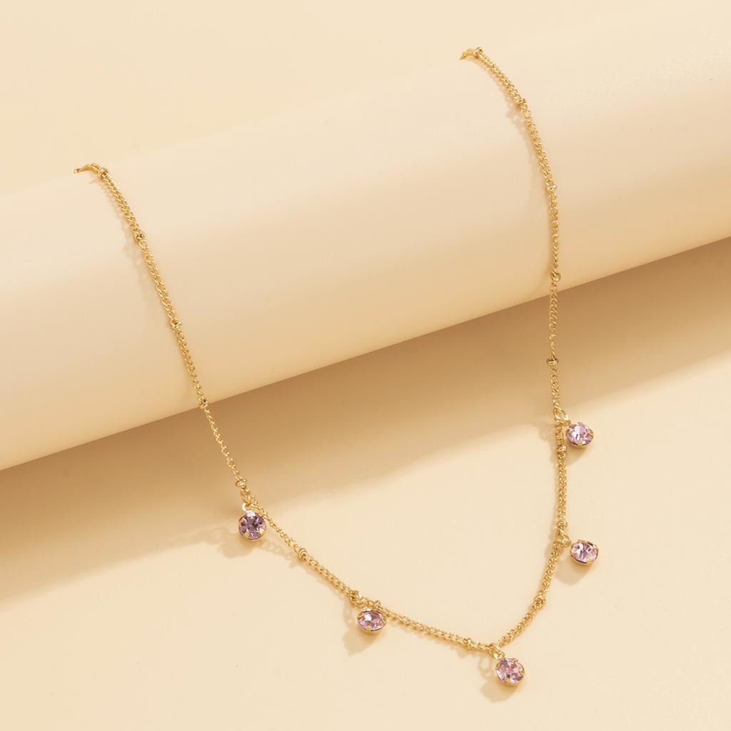 Colorful Zircon Double Circle Necklace Female Love Simple Necklace for Women Wedding Jewelry