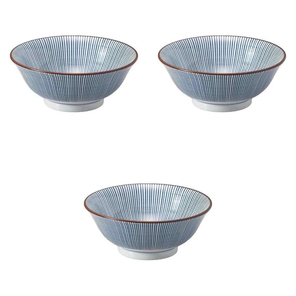 Set of 3 Sendan Tokusa Bowls X Ramen Bowls by Setomonohonpo 6.3cm High-Based [18.5 7.8cm]