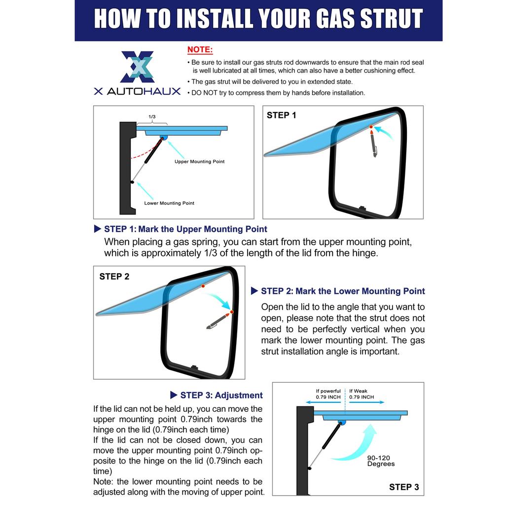 X AUTOHAUX Газовая пружина Газовый амортизатор Демпфер для подъема мебели Поддержка для автомобилей Демпфер капота Демпфер капота Грузоподъемность 60 см Замена амортизатора задней двери