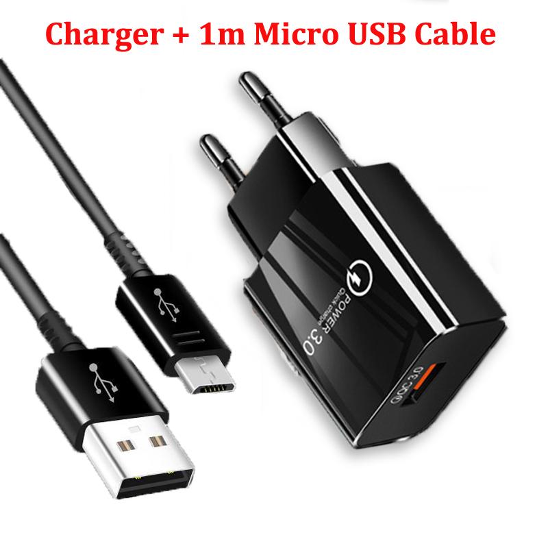 Быстрое зарядное устройство USB + кабель Micro USB для P Smart Y5 Y6 Y7 Prime Y9 Honor 8A 8S 9A 9S Quick Charge3.0 EU Wall Plug